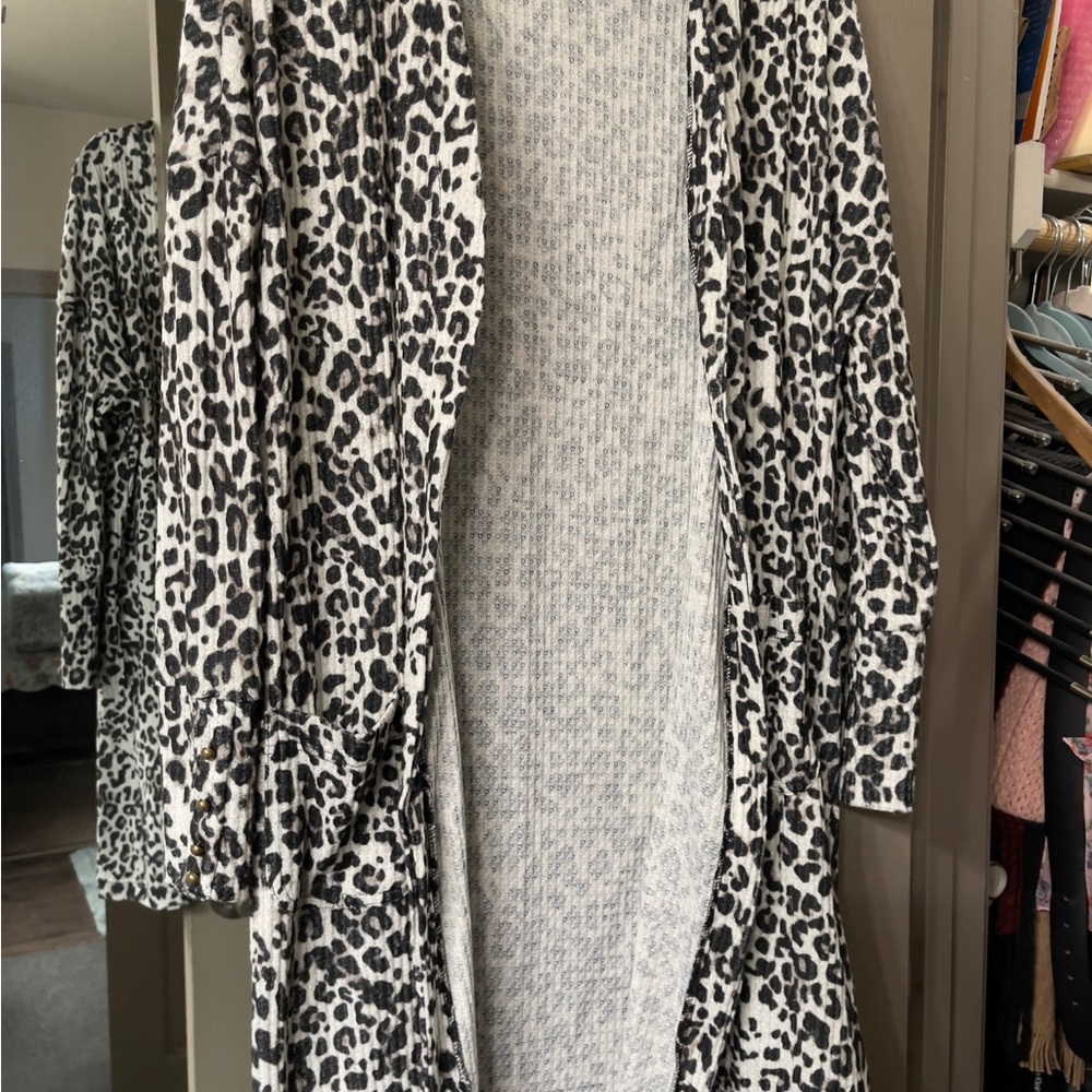 French Laundry Black and White Animal Print Cardigan